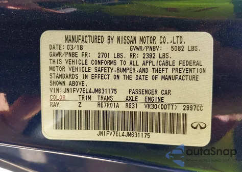 2018 Infiniti Q60 3.0T Red Sport 400 z USA, uszkodzony, nr VIN JN1FV7EL4JM631175